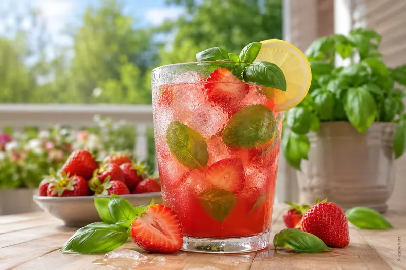Erdbeer-Basilikum-Limonade – fruchtiger Sommerdrink mit frischen Zutaten