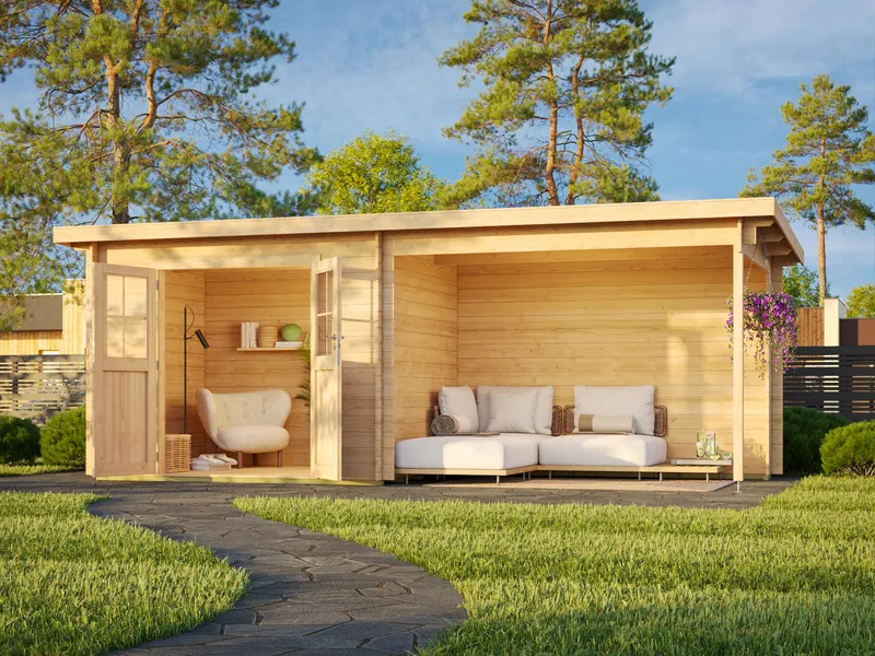 Gartenhausfabrik Gartenhaus Ezra 2J – Pultdach, Wandstärke 28 mm