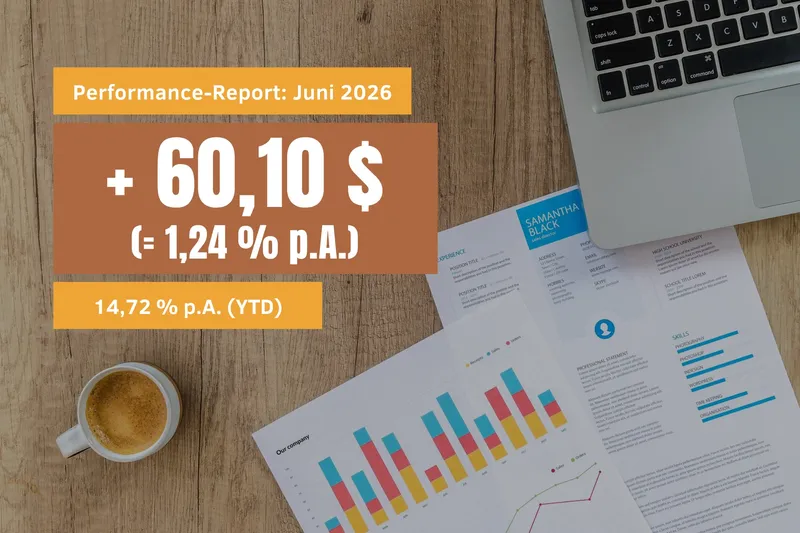 Performance-Report: Juni 2026, 60,10 $ realisierter Gewinn (= + 1,24 % p.A.) | +14,72 % p.A. (YTD)
