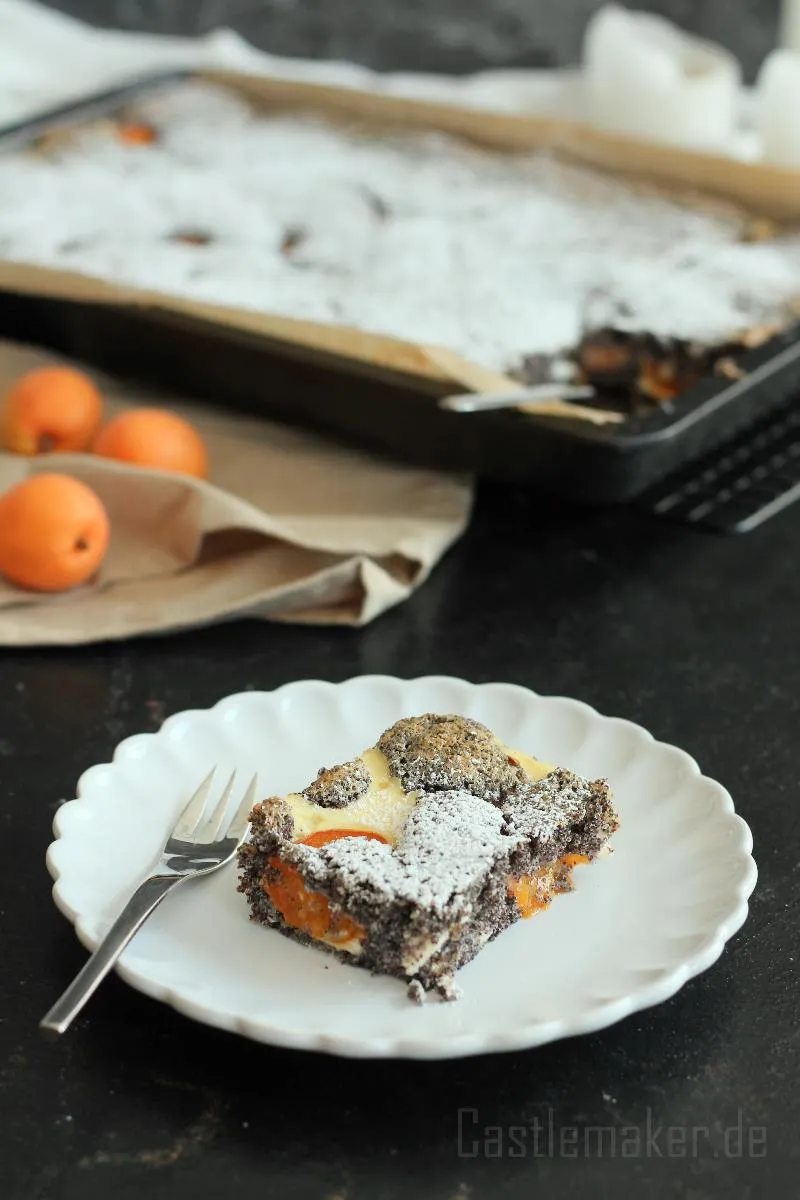 Super leckerer Mohn-Quarkkuchen mit Aprikosen / Aprikosen-Mohnkuchen