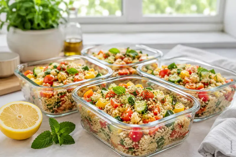 Veganes Couscous-Gemüse als Meal-Prep-Box