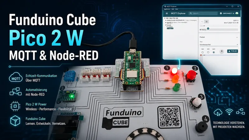 Funduino Cube mit Raspberry Pi Pico 2 W per MQTT und Node-RED steuern