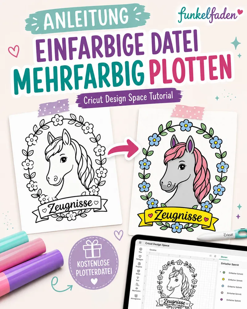Anleitung Zeugnismappe personalisieren mit kostenloser Pferde Plotterdatei