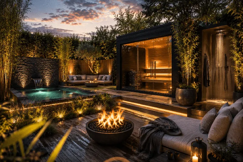 Wellness im eigenen Garten: Sauna, Außendusche & Ruhebereiche richtig planen