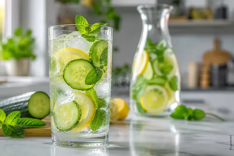 Gurkenwasser mit Zitrone und Minze selber machen