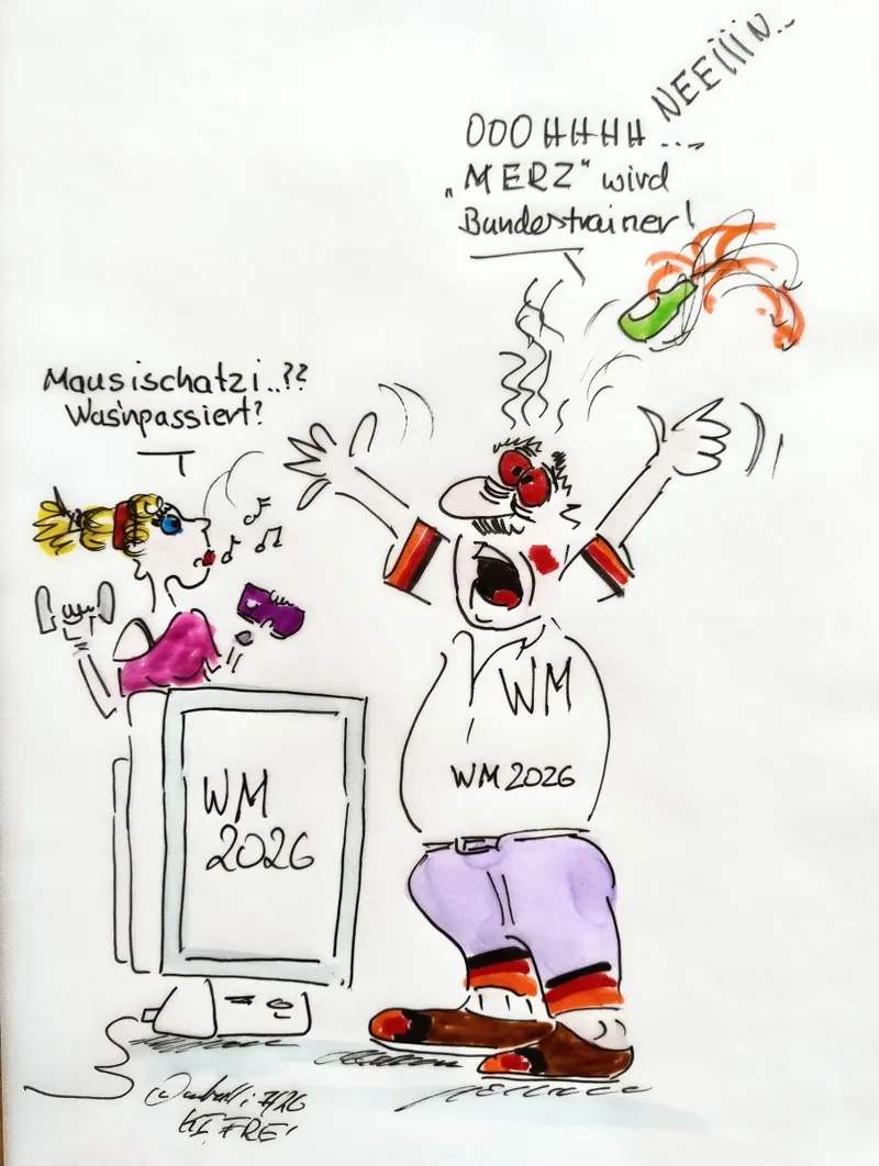 28. Wochenrückblick vom 12.07.2026. Immer Sonntags, immer 10:00 Uhr, heute 7 Cartoons zu Themen wie: Taylor Swift verheiratet; High Heels Run Madrid; Bonnie Tyler gestorben; Bundestrainer gesucht; Tour de France 2026; Stierhatz in Pamplona; Hyrox Weltrekord. Alle Infos hier.