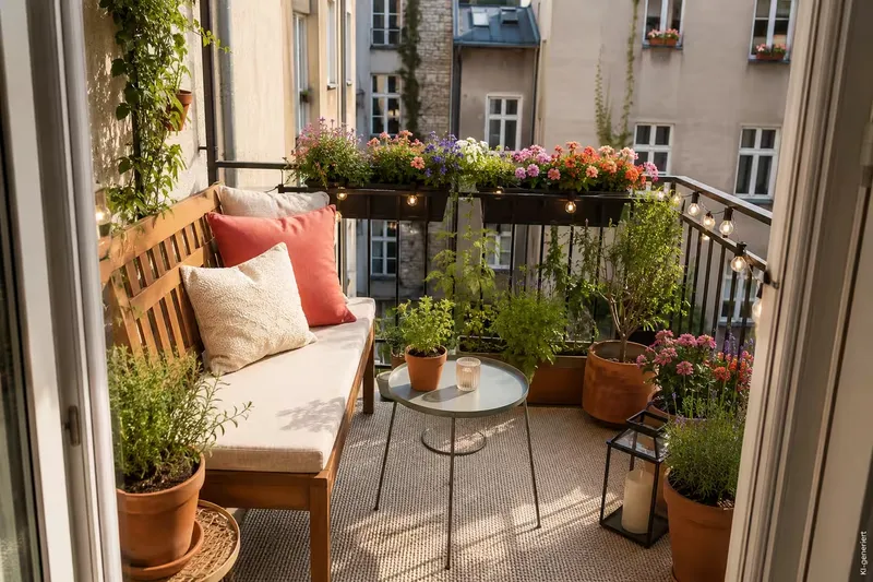 Sommer-Balkon dekorieren: Ideen für Pflanzen, Licht und Farbe