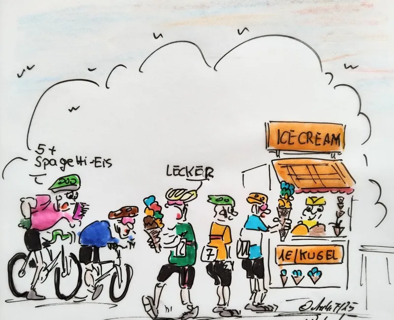 1. Ruhetag bei der Tour de France 2026: Nach dem gestrigen Hitzetag, ist heute – am ersten Ruhetag – vermehrt Eisessen angesagt.