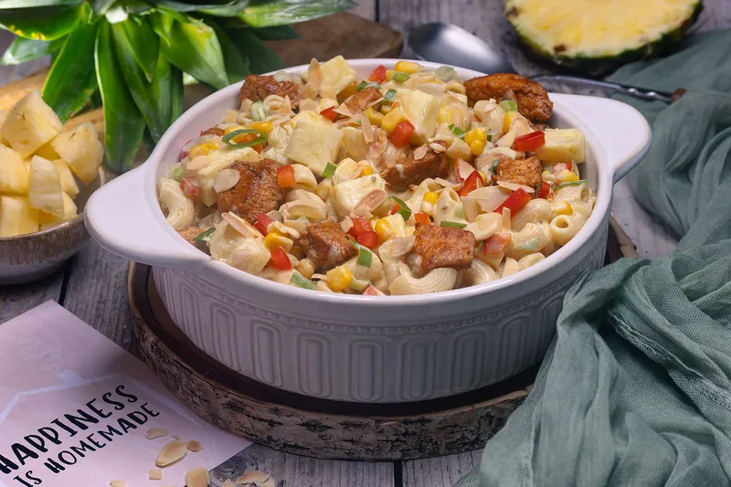 Nudelsalat Hawaii – mit Hähnchen und Ananas einfach gemacht
