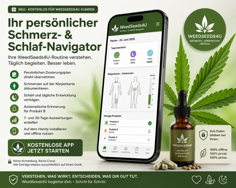 Neu bei WeedSeeds4U: Die kostenlose Schmerz- & Schlaf-App für Ihren persönlichen CBD-, CBD+- und CBG-Plan