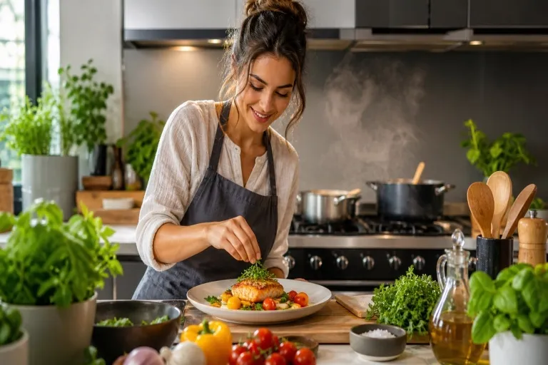 Vegetarische Reisnudeln mit Gemüse und Omelettstreifen: leicht und schnell