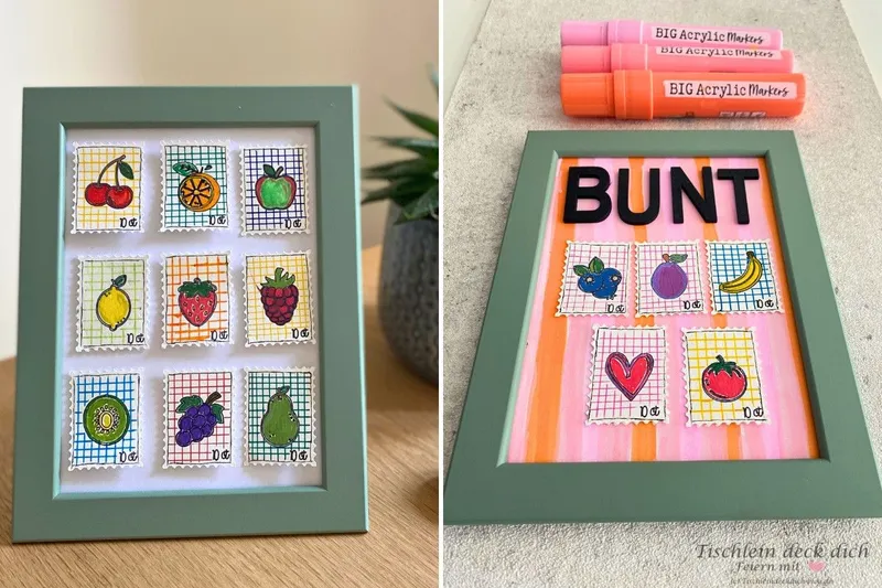 DIY Briefmarken mit dem Plotter gestalten und mit Acrylfarben bemalen