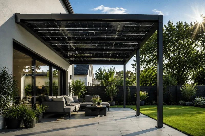 Die Terrasse als Kraftwerk: Wie moderne Überdachungen die Energiewende nach Hause bringen