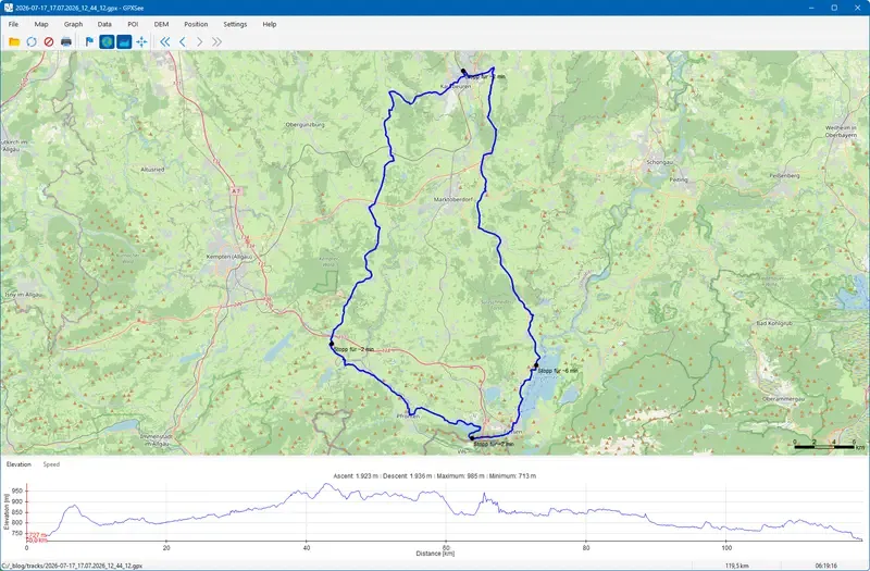 GPXsee: Desktop-App für GPX-Dateien