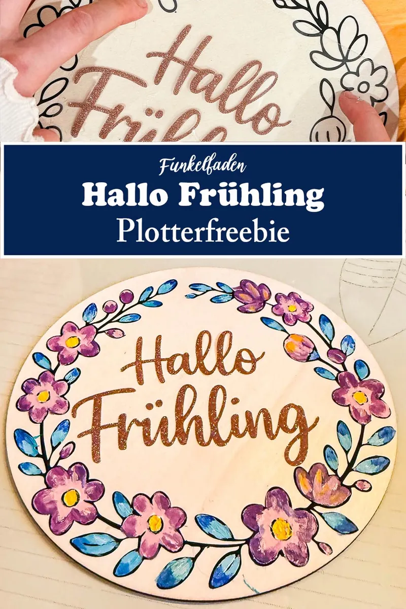 Plotterfreebie – Hallo Frühling Türschild plotten & ausmalen