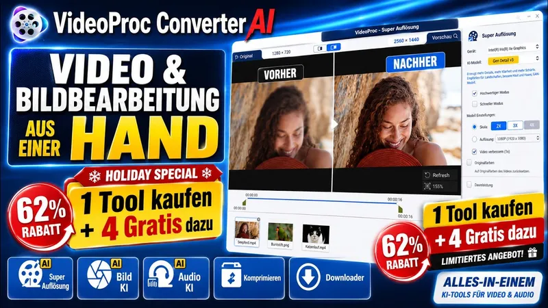 Videos und Fotos mit KI verbessern: VideoProc Converter AI im Praxistest