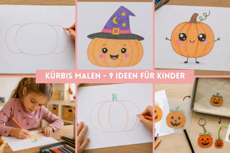 Kürbis malen: 9 einfache Ideen für Kinder (+ kostenlose Malvorlage als PDF)