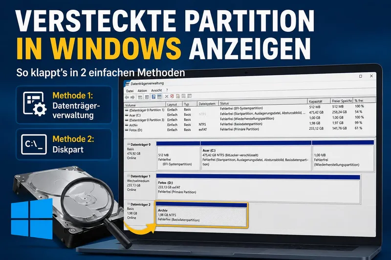 Versteckte Partition anzeigen – So geht’s in Windows 11 und 10