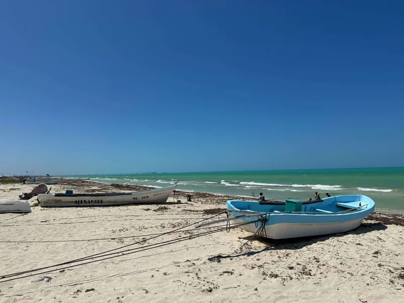 Der einsame Strand in Las Coloradas am Golf von Mexiko