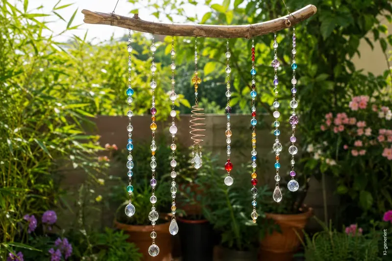 Perlen-Windspiel basteln für Garten und Balkon