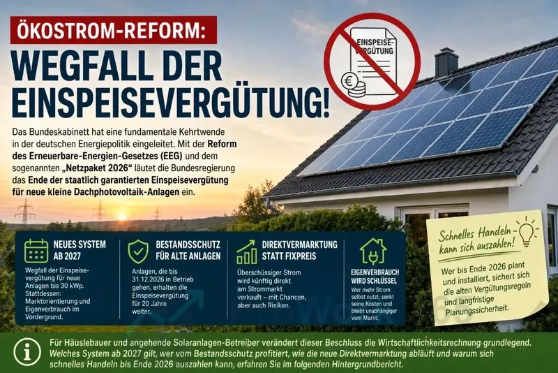 Ökostrom-Reform: Wegfall der Einspeisevergütung!