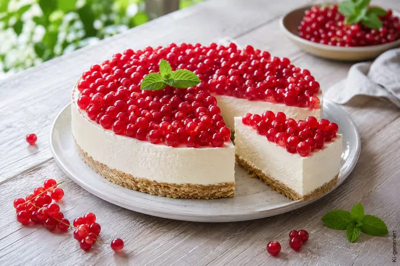 Einfache No-Bake-Torte mit Johannisbeeren