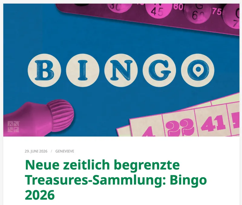 Neue Treasures: Die zeitlich beschränkte Treasure-Sammlung „Bingo 2026“