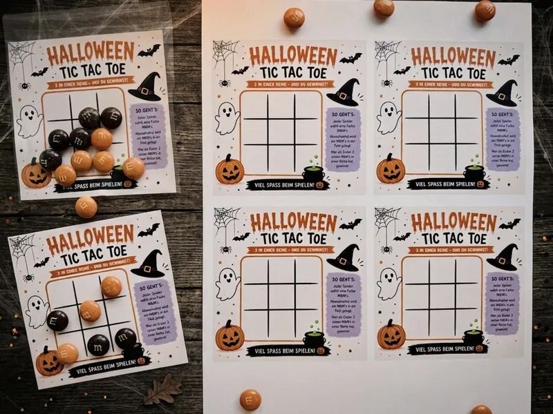 Halloween Tic Tac Toe: Kostenlose Vorlage zum Ausdrucken für Kinder