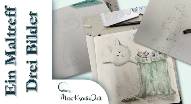 Mittwoch im Atelier – Möwe, Hund und Oskar von der Mülltonne