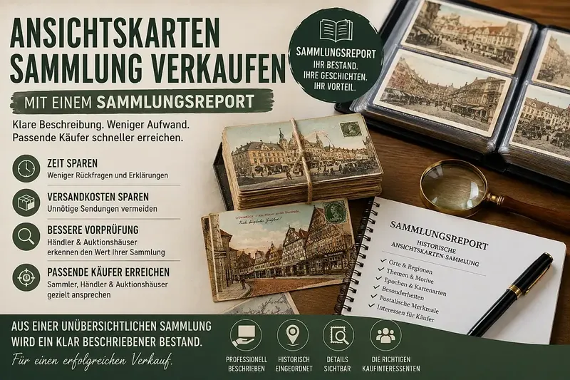 Ansichtskarten Sammlung verkaufen: Wie ein Sammlungsreport Zeit und Versandkosten spart