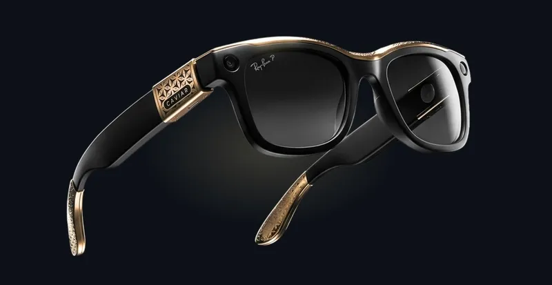 Caviar Odyssey: Meta-Ray-Ban-Brille in Gold, Silber und Alligator-Leder