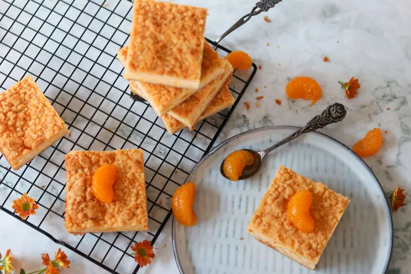 Mandarinen Schmand Kuchen mit Streuseln