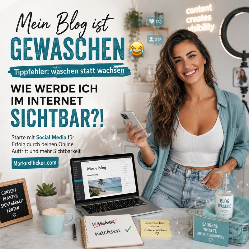 Mein Blog ist gewaschen 😂 Tippfehler waschen statt wachsen. Wie werde ich im Internet sichtbar?!
