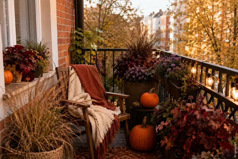 Wie lässt sich ein kleiner Balkon herbstlich gestalten?
