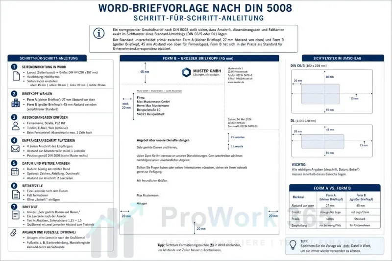 Word-Briefvorlage nach DIN 5008 erstellen: Schritt-für-Schritt-Anleitung