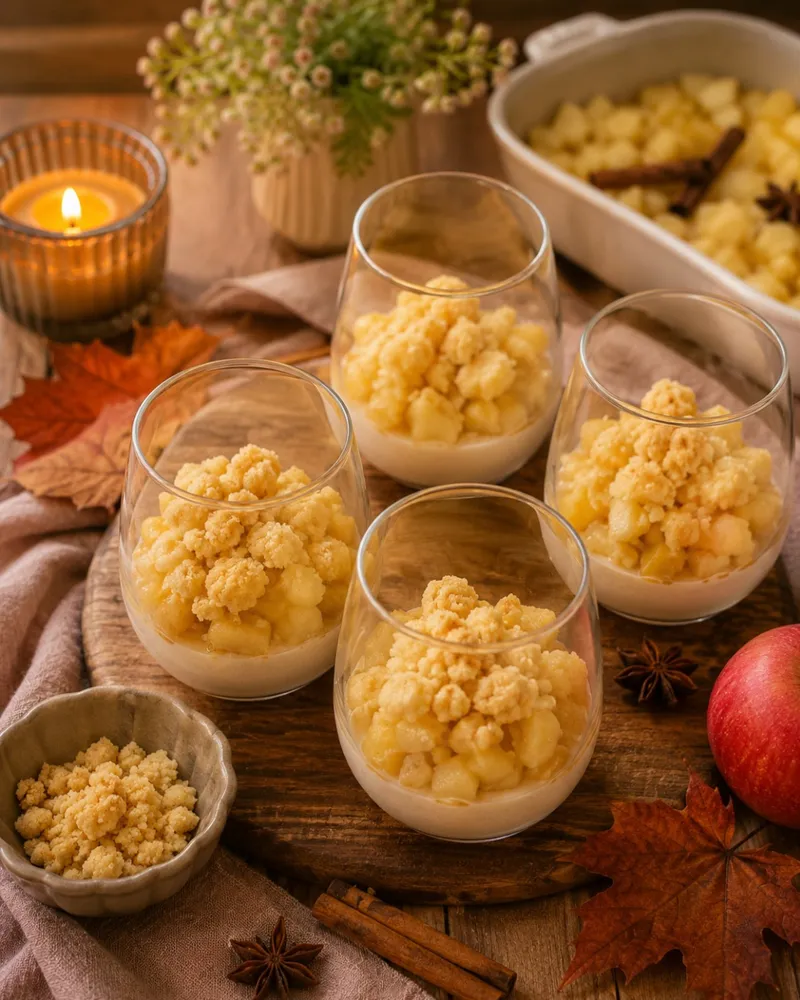 Bratapfel-Crumble auf Zimtcreme – himmlisches Herbst-Dessert
