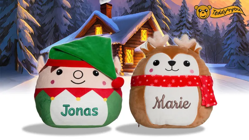Personalisierte Festtagsfreude mit unseren Weihnachtselfen Squidgy und Rentier Squidgy!