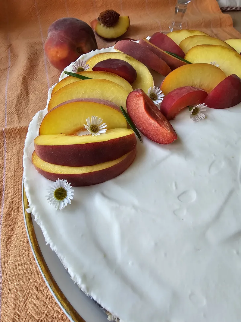 Pfirsich-Aprikosen Cheesecake Cake – cremiges Sommerrezept
