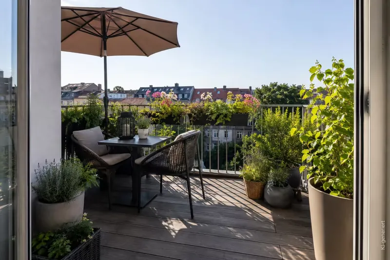 Balkon ohne Überdachung gestalten: Was funktioniert bei Wind und Wetter?