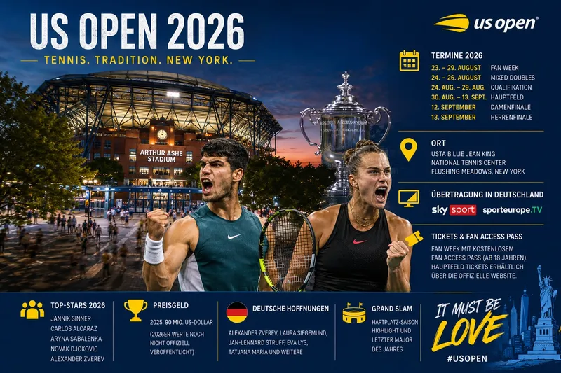 US Open 2026: Spielplan, deutsche Spieler, Favoriten, TV & Preisgeld