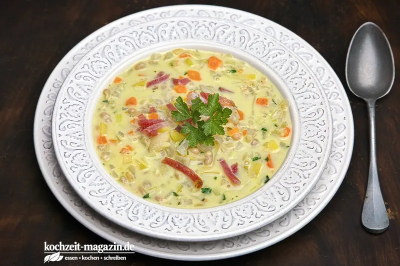 Bohnen Gersten Suppe, ein Genuss für alle, die Suppen lieben, ein einfaches Rezept