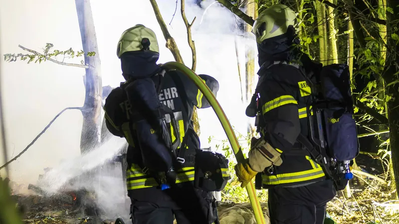Feuer in einem Waldstück am Duloh