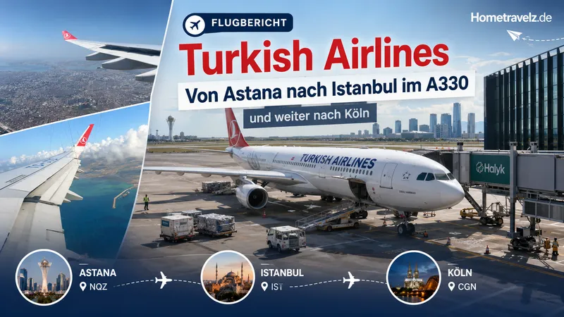 Turkish Airlines von Astana nach Istanbul im A330 und weiter nach Köln