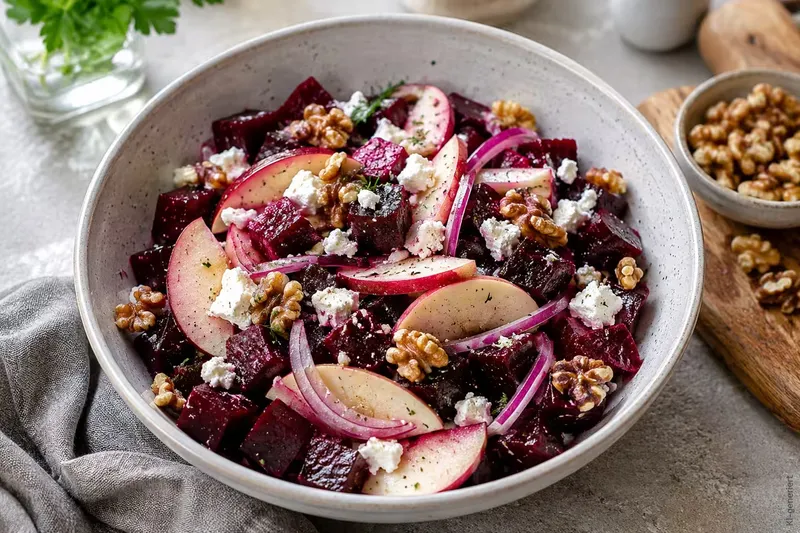 Rote-Bete-Salat: einfaches Rezept mit Apfel und Walnüssen