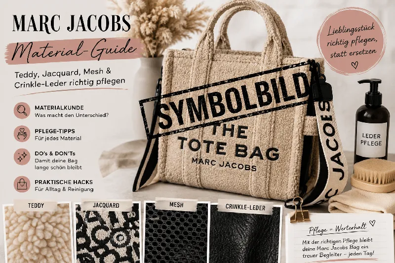 Marc Jacobs Material-Guide – Teddy, Jacquard, Mesh & Crinkle-Leder richtig pflegen