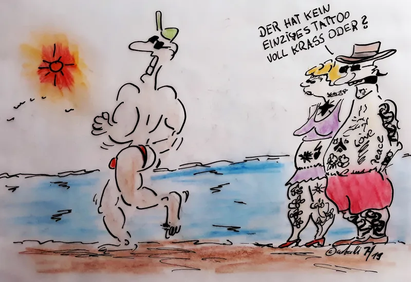 Man trifft sie an fast jedem Strand der Welt: Strandgänger, die auf irgendeine Art und Weise nerven – mal mehr, mal weniger. Hier meine ganz persönlichen Cuxhavener Strandtypen. In der heutigen Folge: Die Tätowierten!