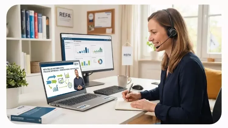Online Seminare und REFA Weiterbildung online: Prozesse im Betrieb optimieren und Karrieresprung aus dem Homeoffice