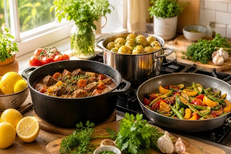 Hähnchen-Gemüse-Spieße mit Kräuterreis: einfaches Rezept für Pfanne oder Grill