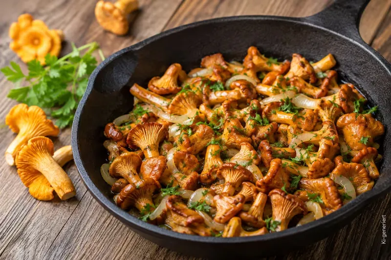 Pfifferlinge-Rezept: einfach mit Zwiebeln und Petersilie