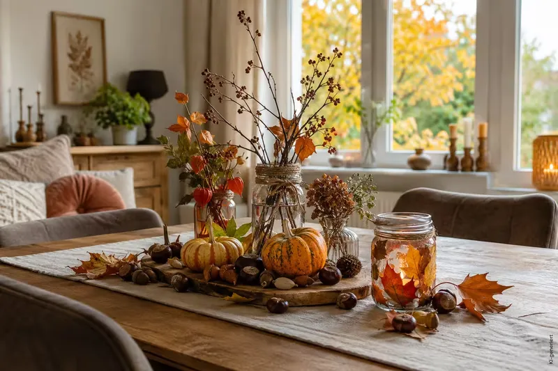 Herbstdeko selber machen für Wohnzimmer, Fenster und Esstisch